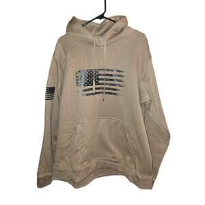 Men's Tan Hoodie with Flag Design NWOT